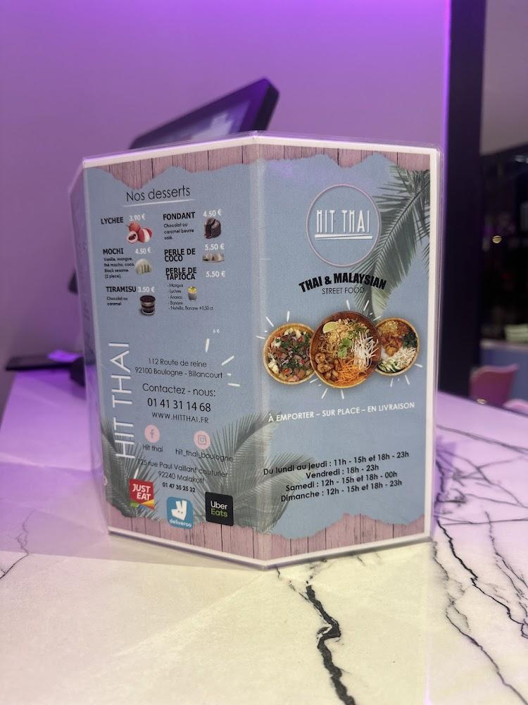 Hit Thaï - Restaurant Thaï, Malaisien, Indonésien Boulogne - Menu Image 3